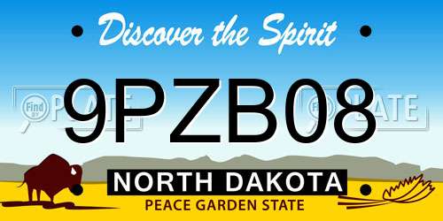 9PZB08 North Dakota License Plate