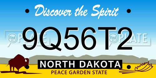 9Q56T2 North Dakota License Plate
