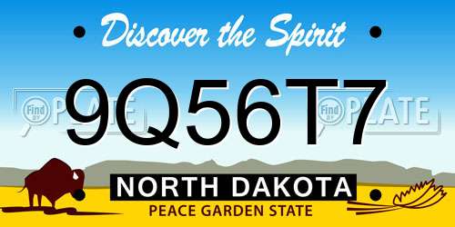 9Q56T7 North Dakota License Plate