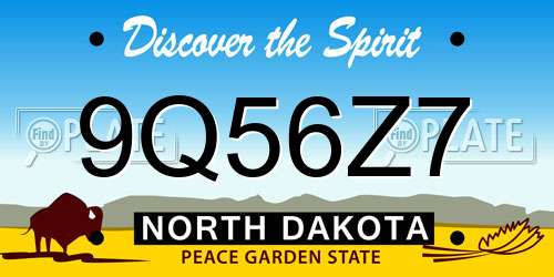 9Q56Z7 North Dakota License Plate