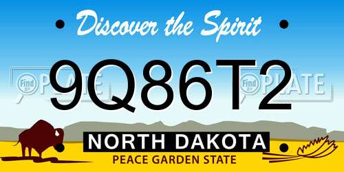 9Q86T2 North Dakota License Plate