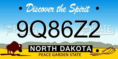 9Q86Z2 North Dakota License Plate