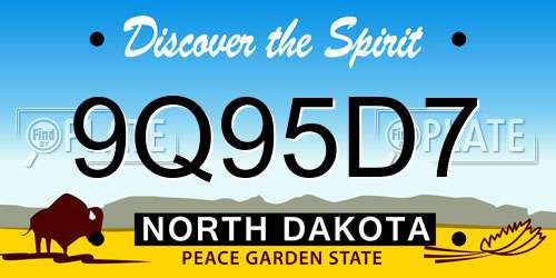 9Q95D7 North Dakota License Plate