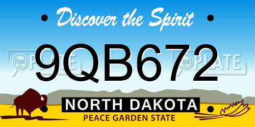 9QB672 North Dakota License Plate