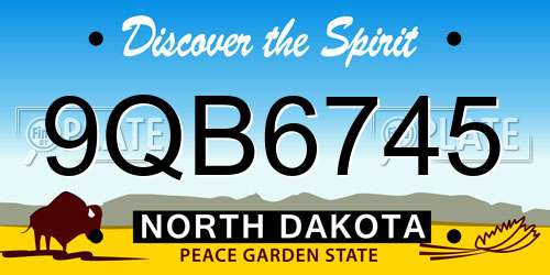 9QB6745 North Dakota License Plate