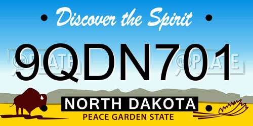 9QDN701 North Dakota License Plate