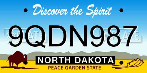 9QDN987 North Dakota License Plate