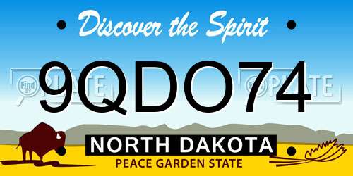 9QDO74 North Dakota License Plate