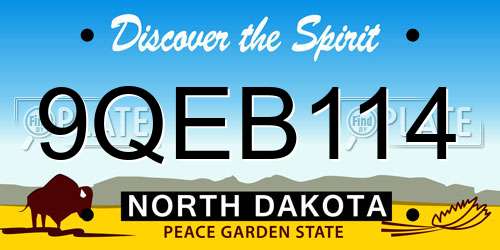 9QEB114 North Dakota License Plate