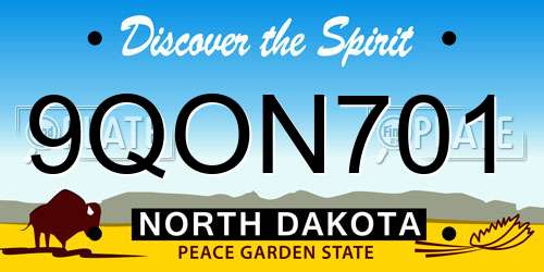 9QON701 North Dakota License Plate