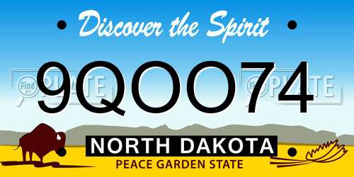 9QOO74 North Dakota License Plate