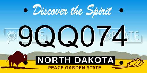 9QQ074 North Dakota License Plate