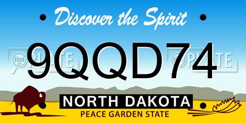 9QQD74 North Dakota License Plate