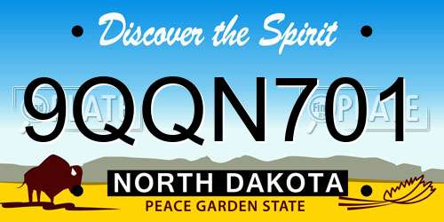 9QQN701 North Dakota License Plate