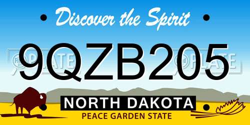 9QZB205 North Dakota License Plate