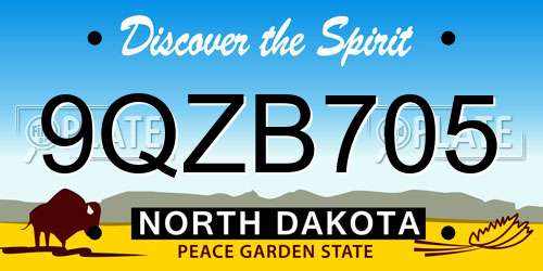9QZB705 North Dakota License Plate