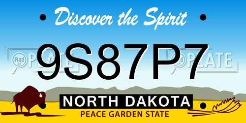 9S87P7 North Dakota License Plate