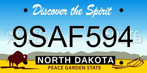 9SAF594 North Dakota License Plate