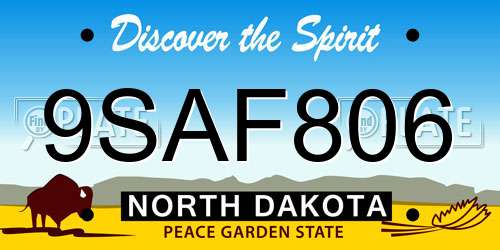 9SAF806 North Dakota License Plate