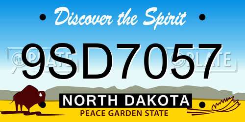 9SD7057 North Dakota License Plate