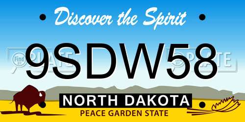 9SDW58 North Dakota License Plate
