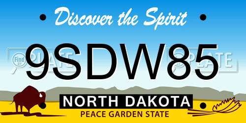 9SDW85 North Dakota License Plate