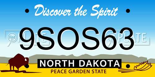 9SOS63 North Dakota License Plate