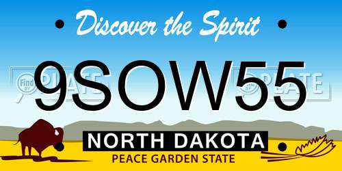 9SOW55 North Dakota License Plate