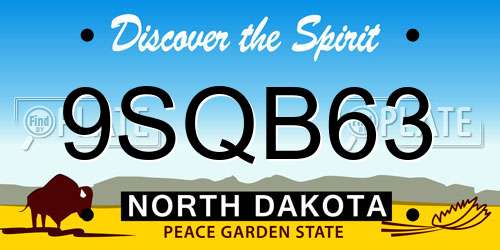 9SQB63 North Dakota License Plate
