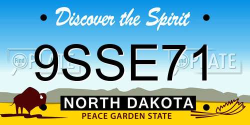 9SSE71 North Dakota License Plate