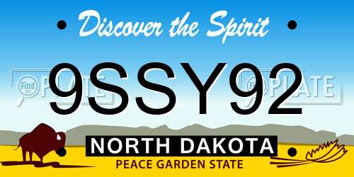 9SSY92 North Dakota License Plate