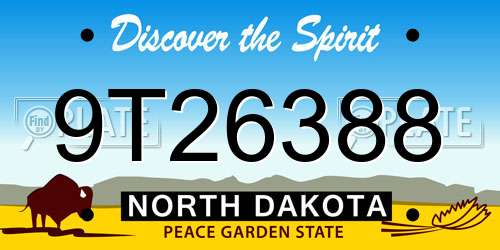 9T26388 North Dakota License Plate