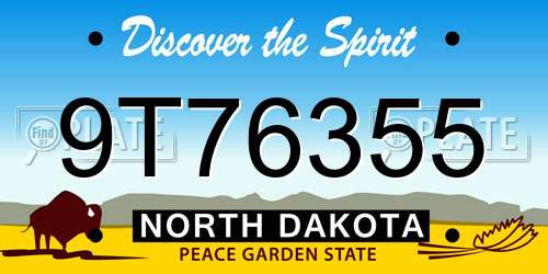 9T76355 North Dakota License Plate