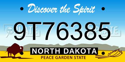 9T76385 North Dakota License Plate