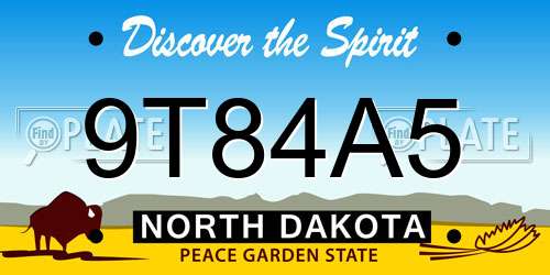 9T84A5 North Dakota License Plate