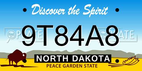 9T84A8 North Dakota License Plate
