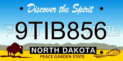 9TIB856 North Dakota License Plate