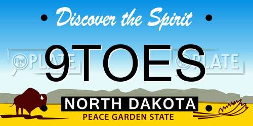 9TOES North Dakota License Plate