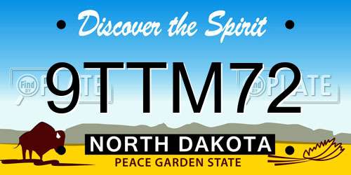 9TTM72 North Dakota License Plate