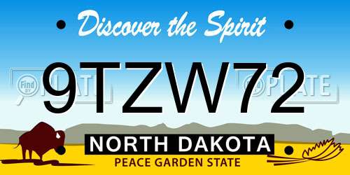 9TZW72 North Dakota License Plate