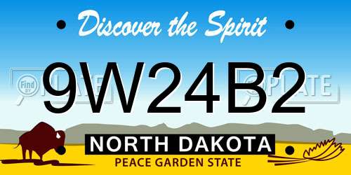 9W24B2 North Dakota License Plate