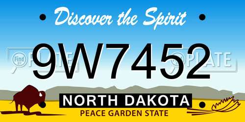 9W7452 North Dakota License Plate