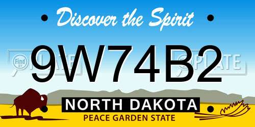 9W74B2 North Dakota License Plate