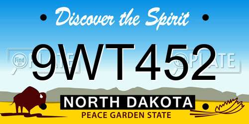 9WT452 North Dakota License Plate