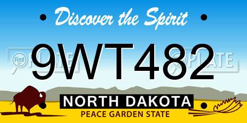 9WT482 North Dakota License Plate