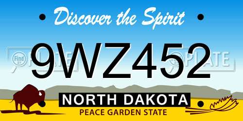 9WZ452 North Dakota License Plate