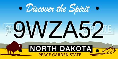 9WZA52 North Dakota License Plate