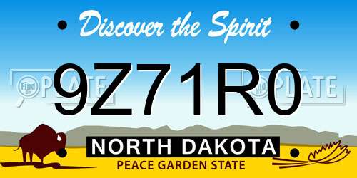 9Z71R0 North Dakota License Plate
