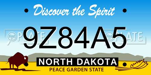 9Z84A5 North Dakota License Plate