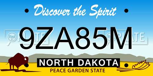 9ZA85M North Dakota License Plate